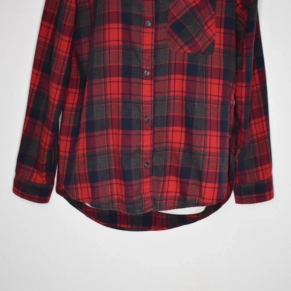 American Eagle Plaid Boyfriend Fit Shirt Button Down Sz L Cotton Blend Preppy - Picture 2 of 15